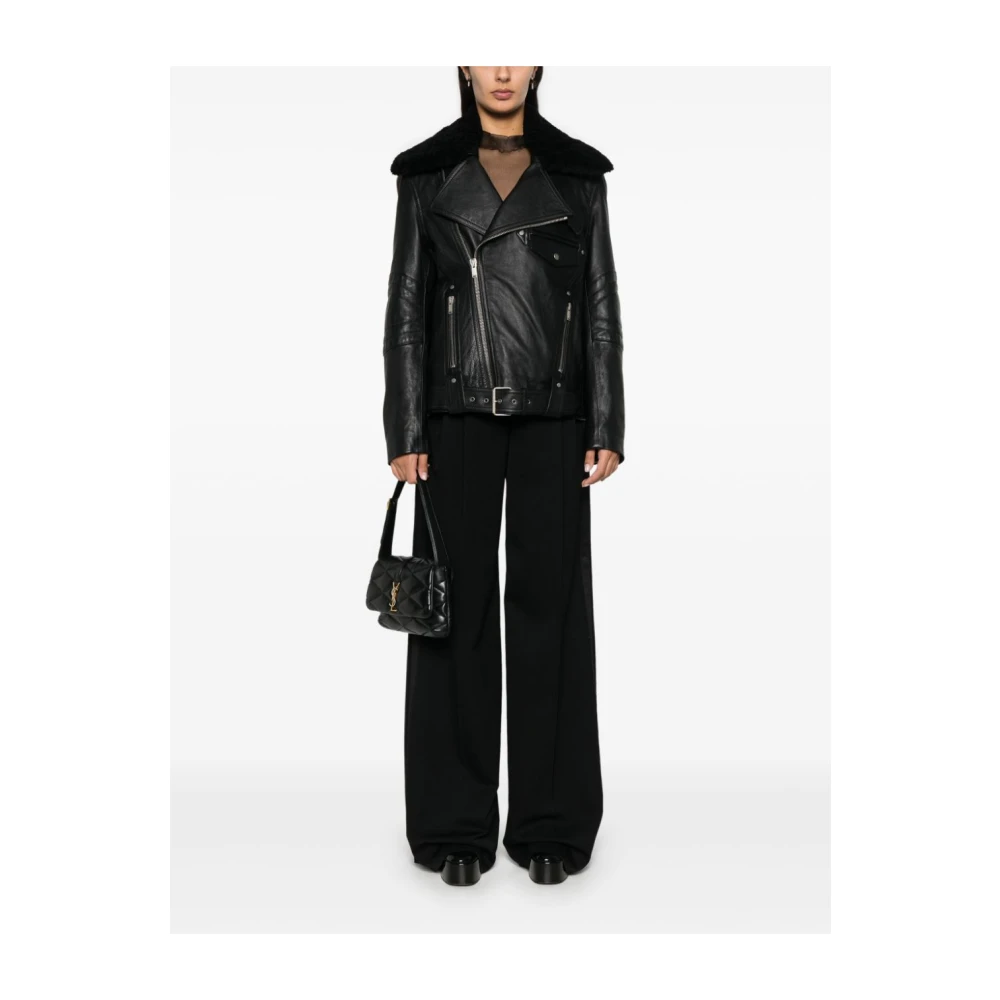 Saint Laurent Zwarte leren bikerjack Black Dames