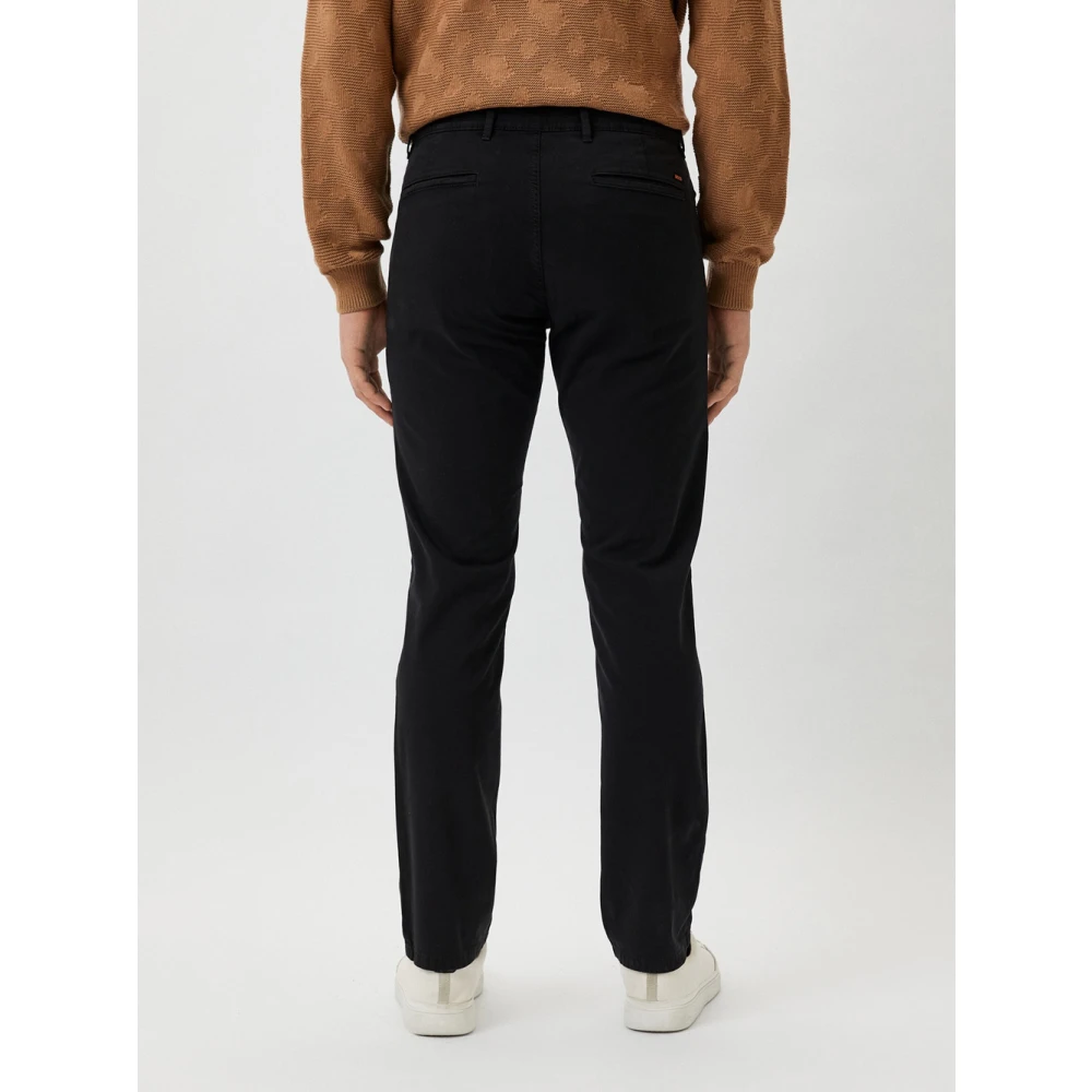 Hugo Boss Zwarte Chino Broek Katoen Elastaan Black Heren