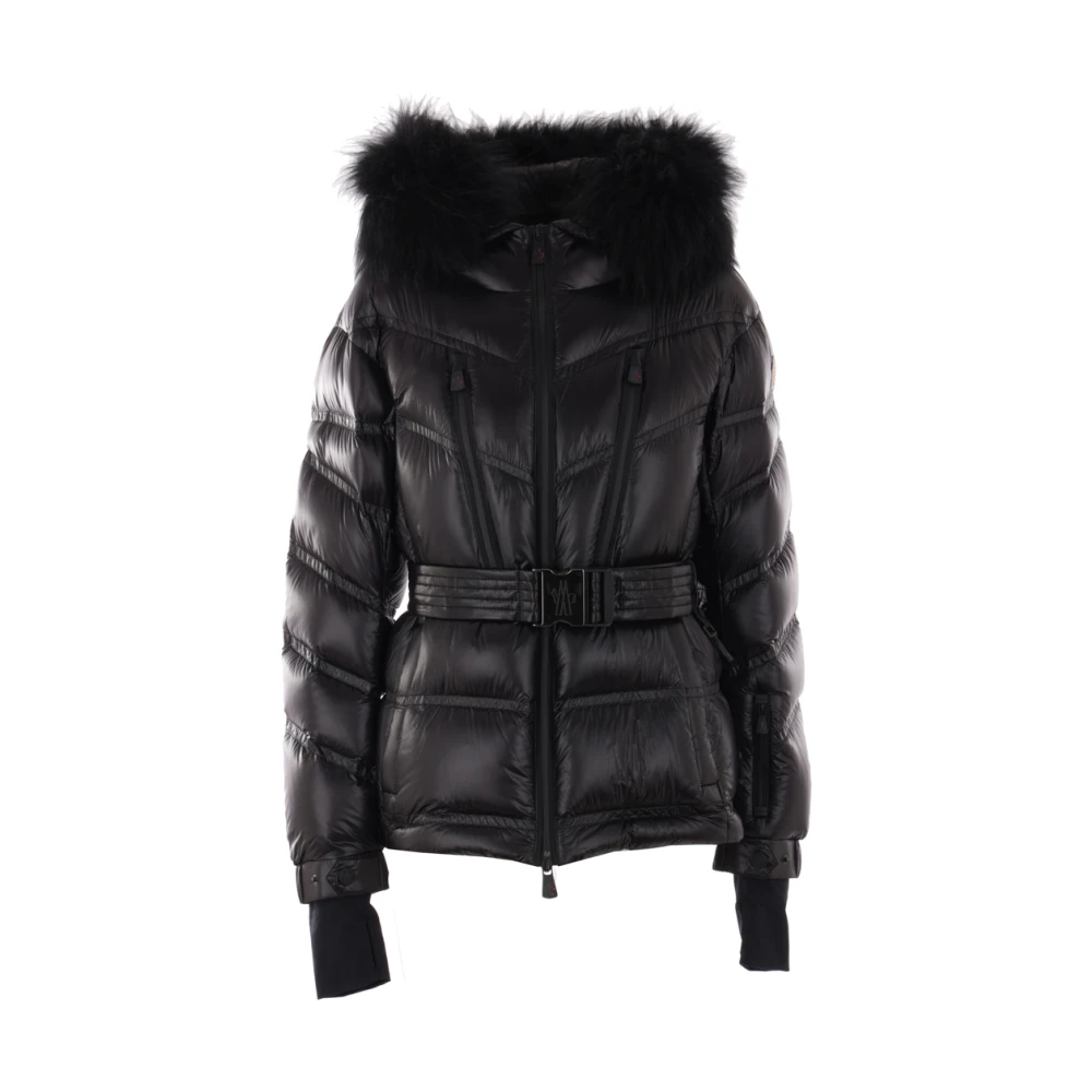 Moncler Zwarte Grenoble Jassen met Afneembare Bontkraag Black Dames