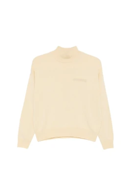 Beige Broderad High-Neck Topp