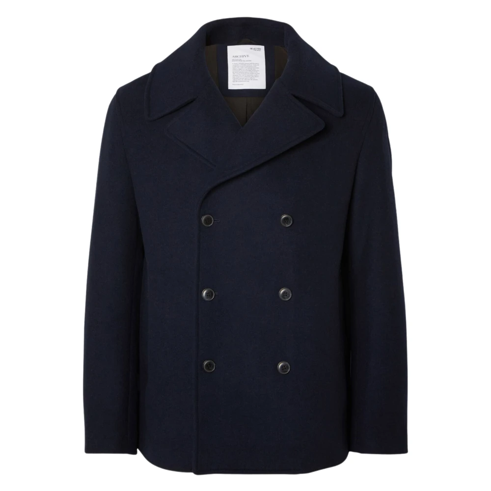 Selected Femme Wollen Peacoat Slharchive Collectie Blue Heren