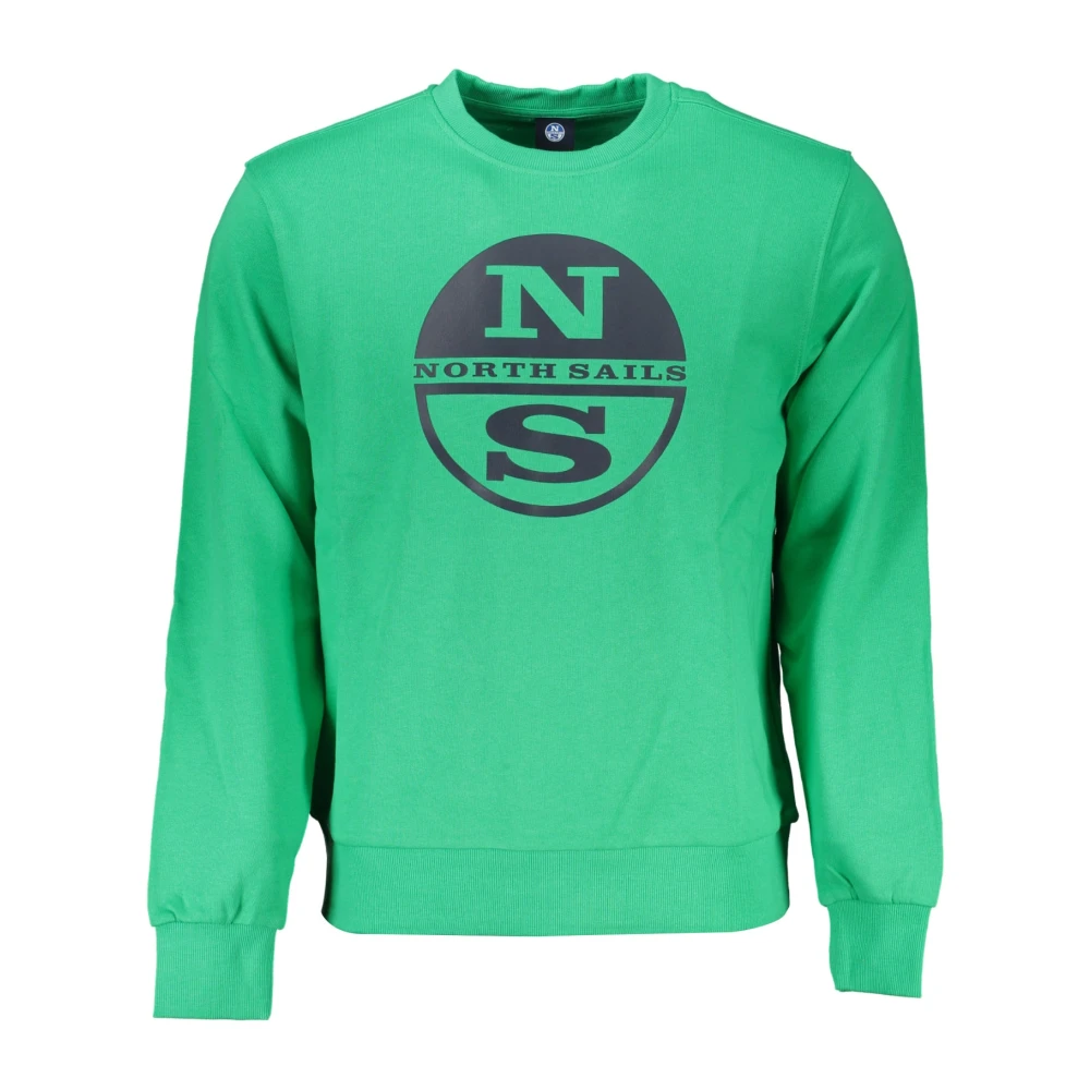 North Sails Groene Crewneck Sweatshirt met Logo Applicatie Green Heren