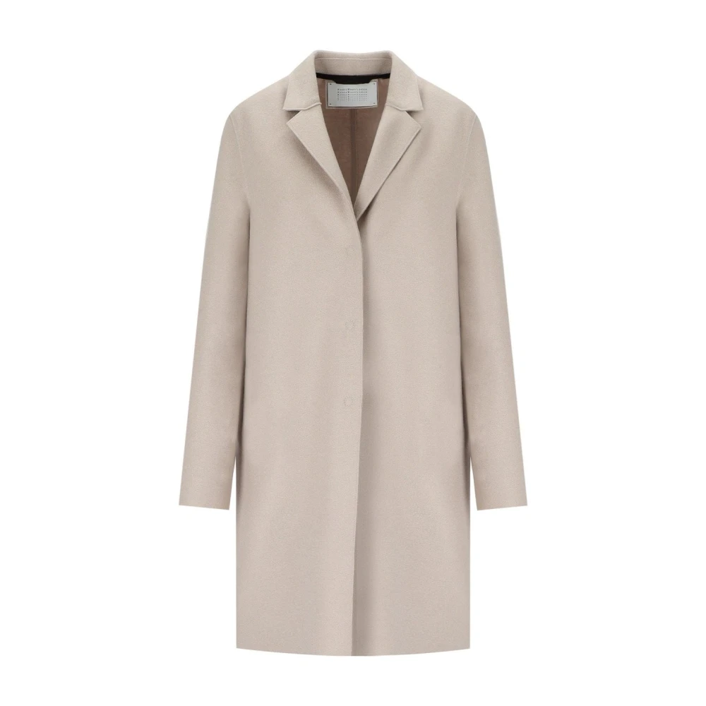 Harris Wharf London Beige Cream Wool Coat With Lapel Collar - Female - Single-Breasted Coats - L - Coats
