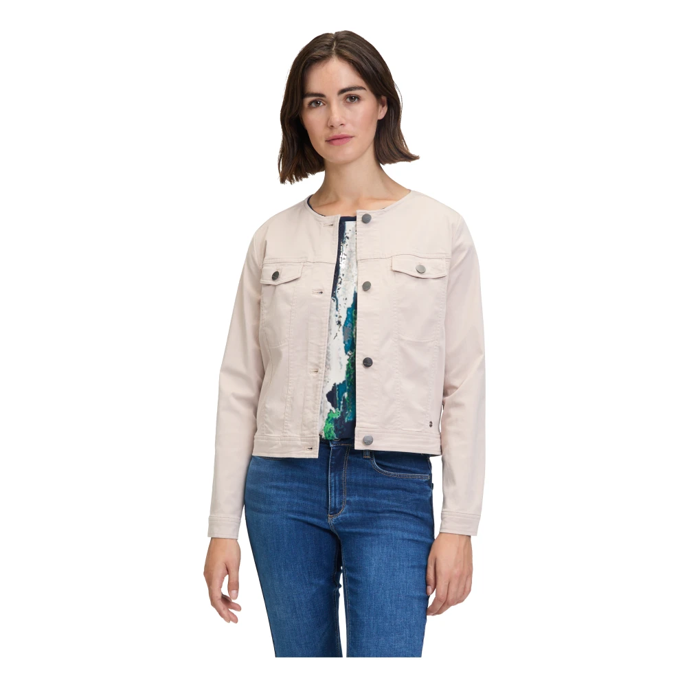 Betty & Co Denimjack met lange mouwen Beige Dames