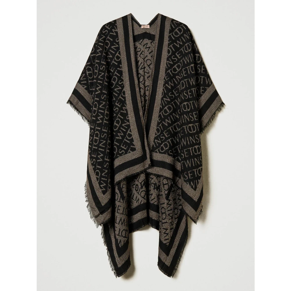 Twinset Zwart Sjaal met Logo Jacquard Ontwerp Black Dames
