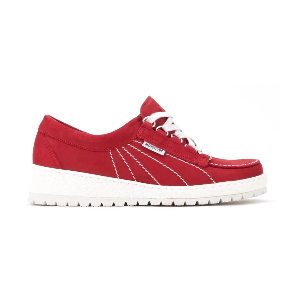 Mephisto Rode Nubuck Veterschoen voor Dames Dames Schoenen Rood