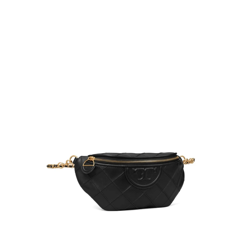 TORY BURCH Zwarte leren heuptas met diamantpatroon Black Dames