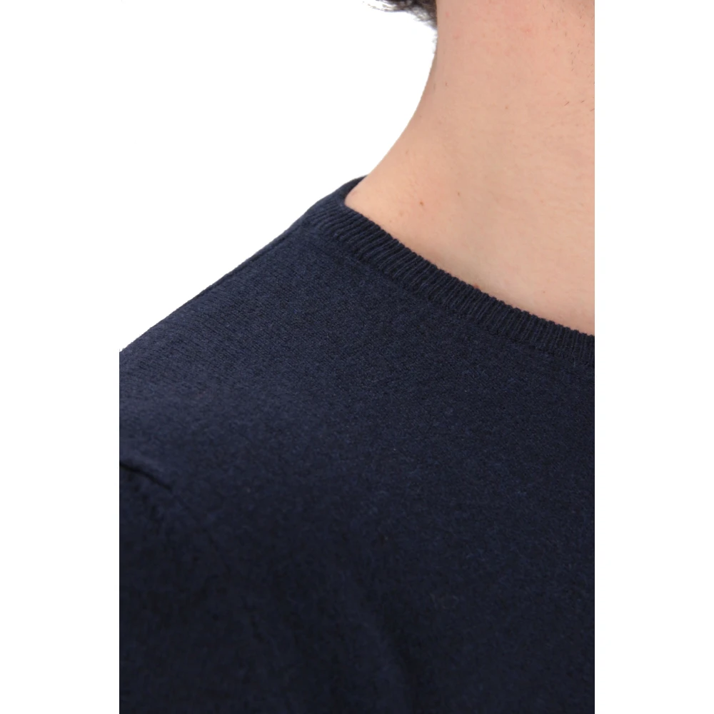 Barba Blauwe Ronde Hals Wol-Kasjmier Trui Blue Heren