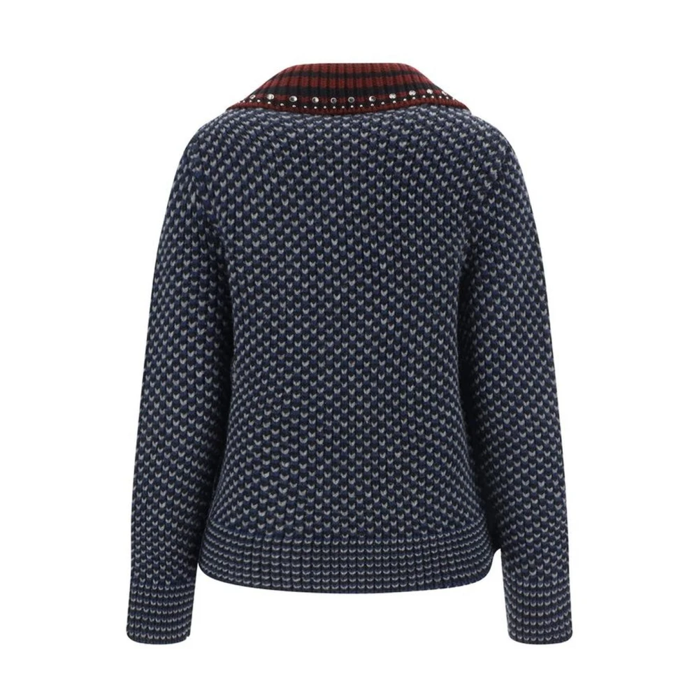 Valentino Wollen gebreid jack met juweelversierde kraag Multicolor Heren