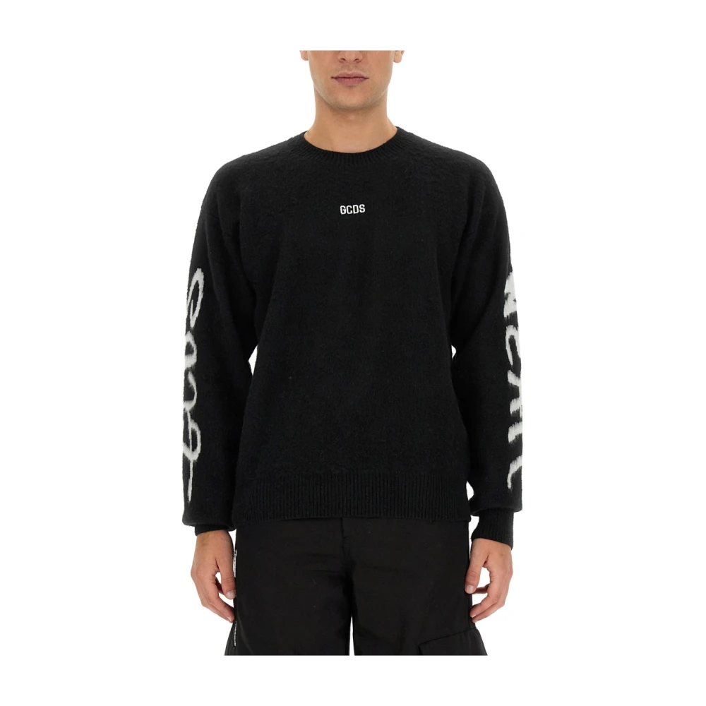 Gcds Logo Jersey Regular Fit Sweater Black Heren