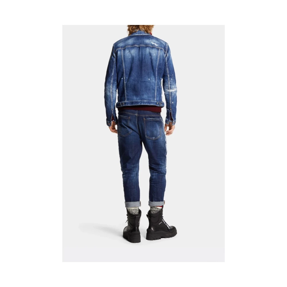 Dsquared2 Gescheurde Straight Leg Jeans Blue Heren