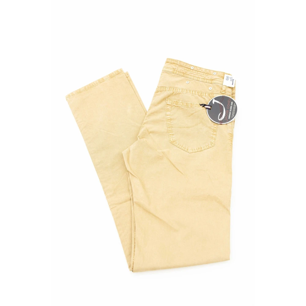 Jacob Cohën Geborduurde Logo Jeans 5 Zak Broek Beige Heren