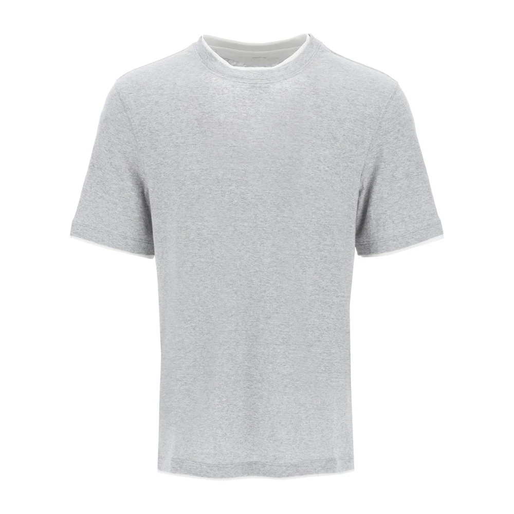 BRUNELLO CUCINELLI Slim Fit Linnen Katoen T-shirt Gray Heren