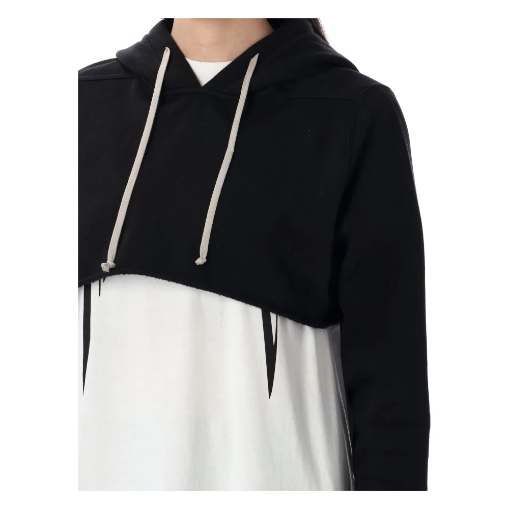 Rick Owens Zwart Cropped Hoodie Topwear Black Dames