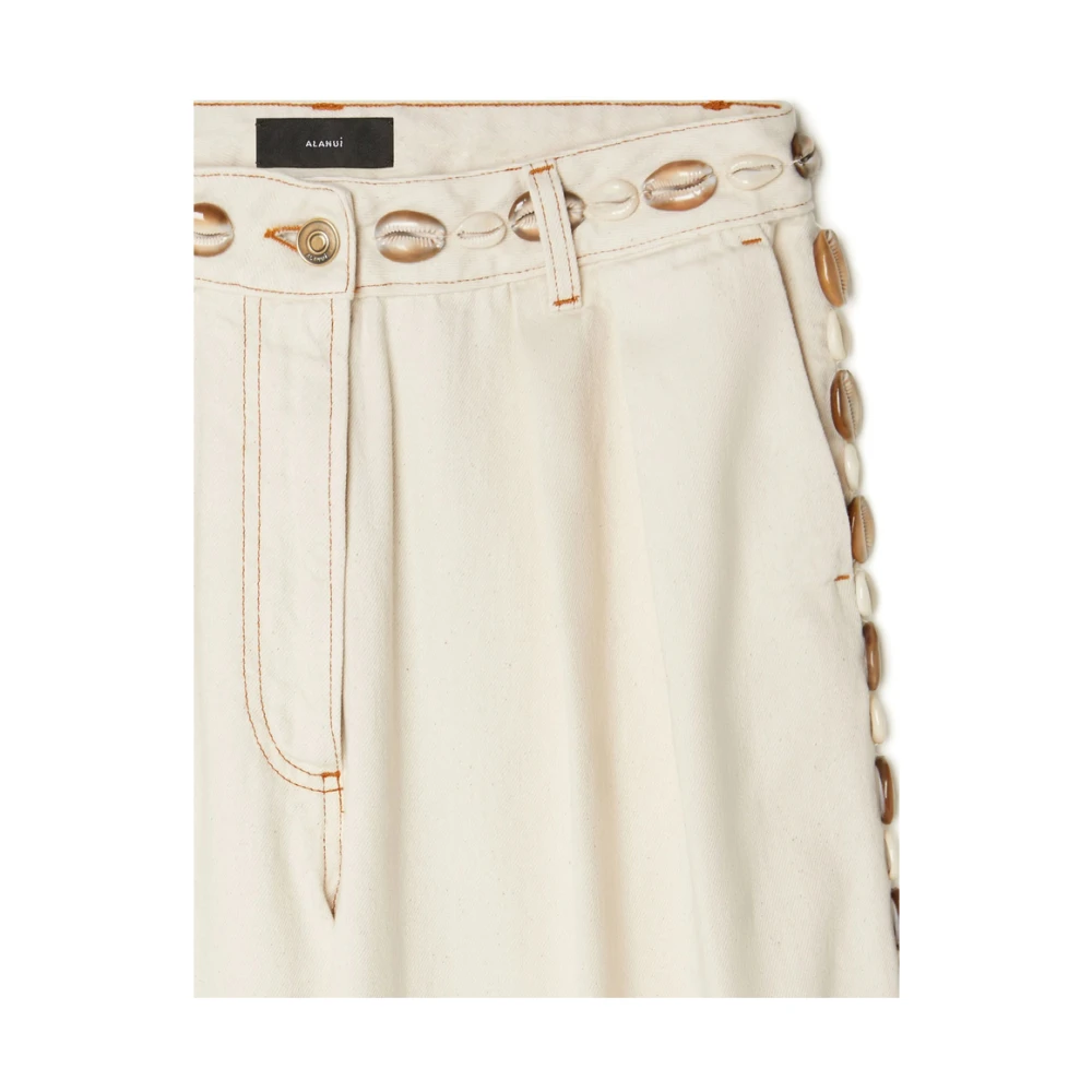 Alanui Witte Jeans met Zakken en Knopen Beige Dames