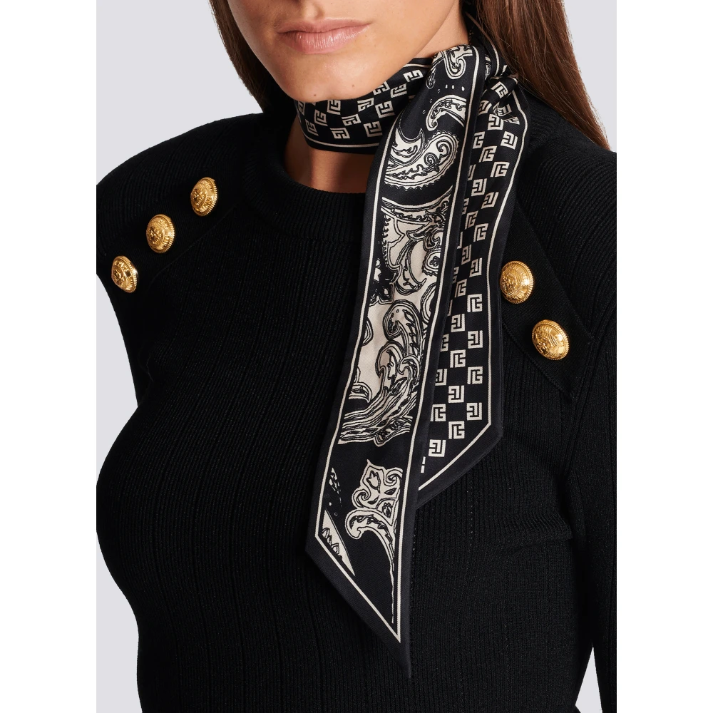 Balmain Mini monogram en paisley omkeerbare sjaal Black Dames