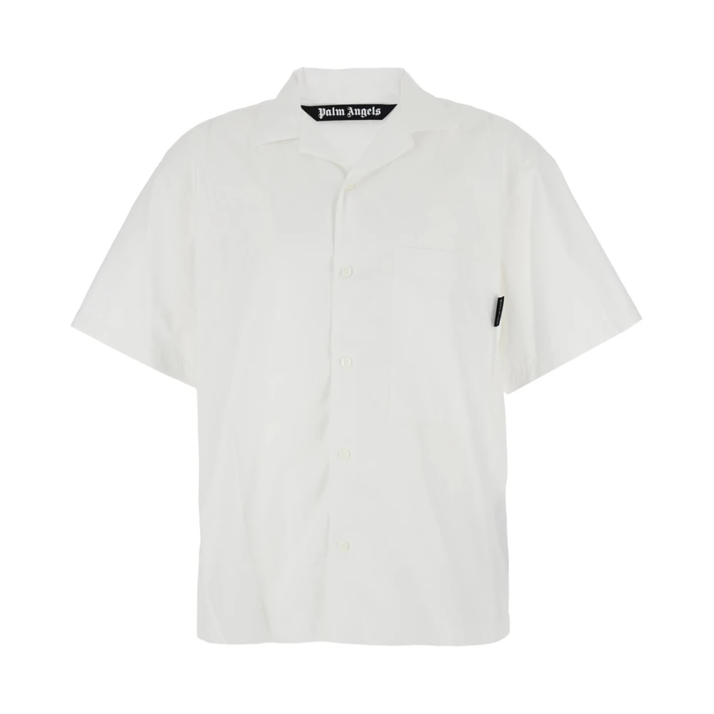 Palm Angels Wit Bowling Shirt met Cubaanse Kraag White Heren