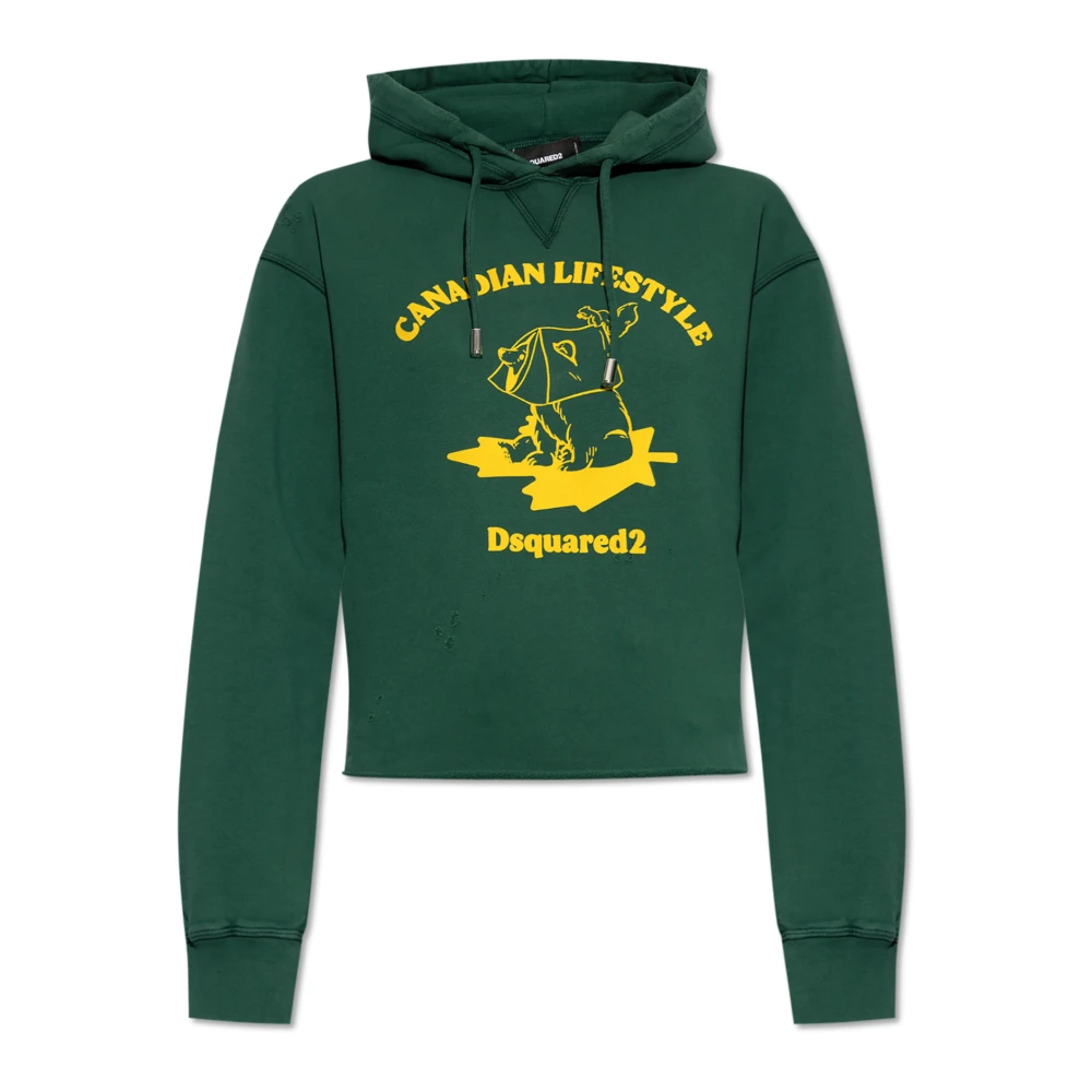 Dsquared2 Sweatshirt med logotyp Green, Dam