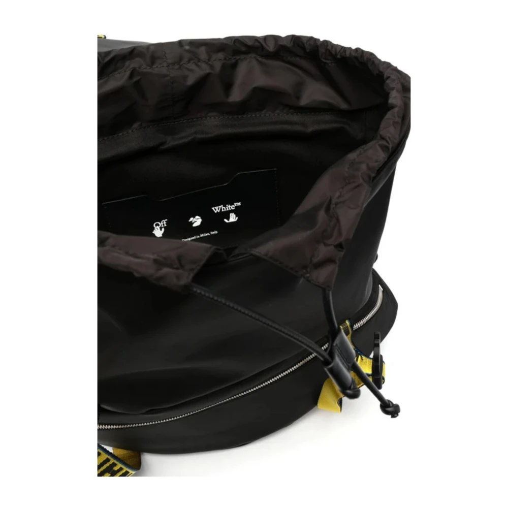 Off White Zwarte Nylon Trekkoord Rugzak Black Heren