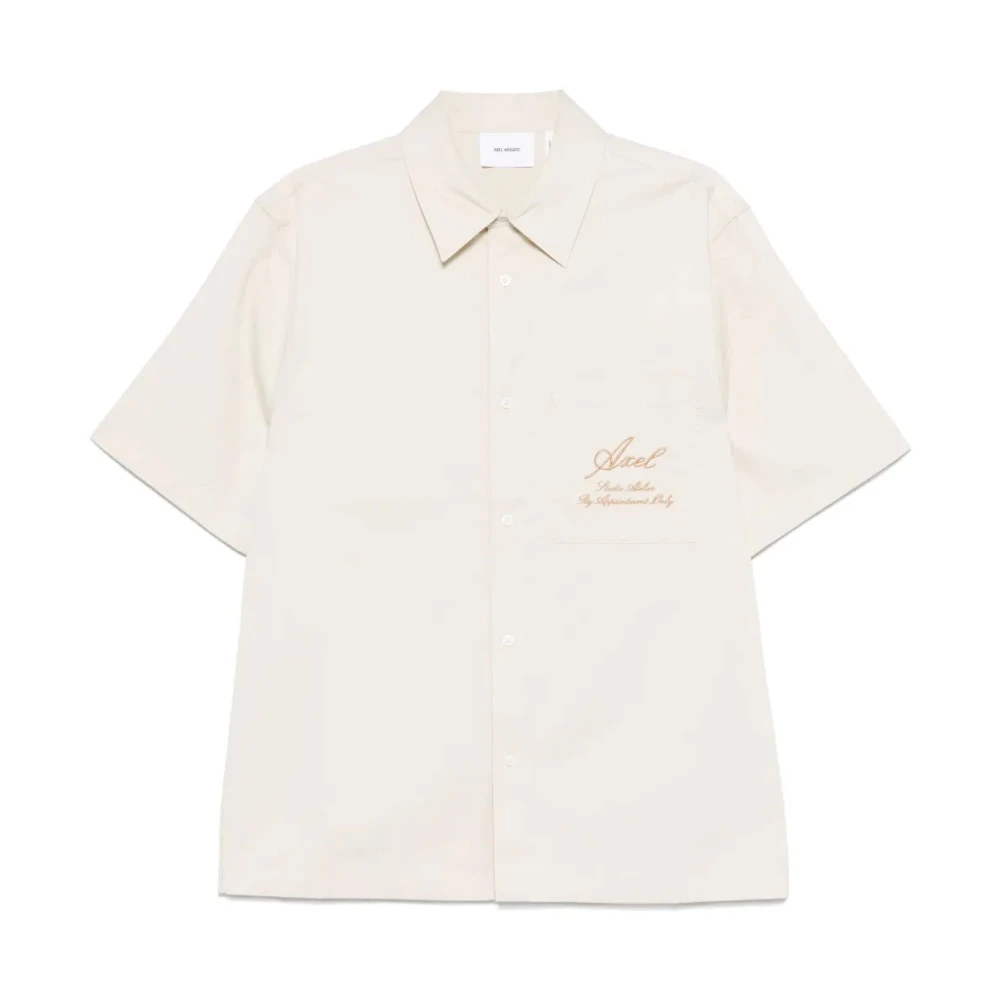 Axel Arigato Men's Beige Long Sleeve Embroidered Shirt - Short Sleeve Shirts - S - Shirts
