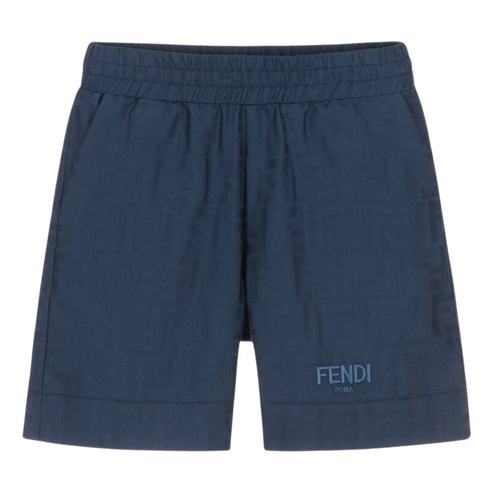 Fendi Boys Blue Jacquard Navy Shorts For