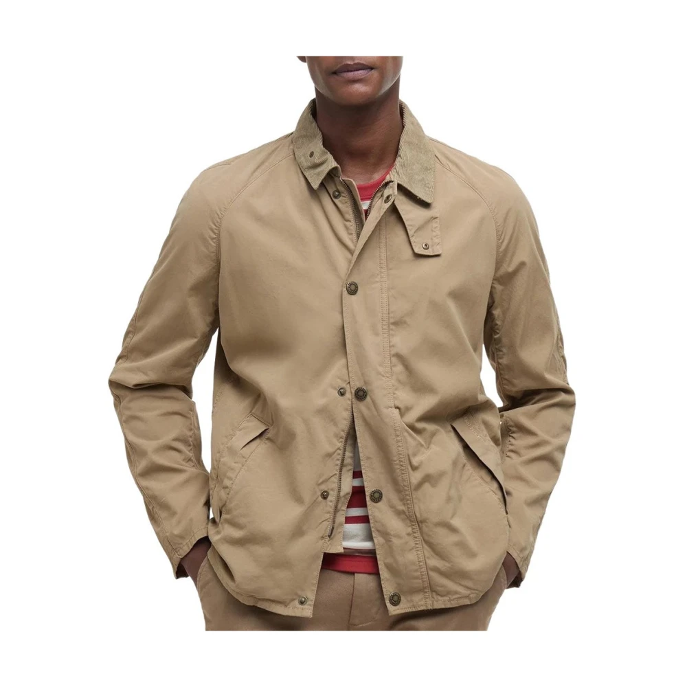 Barbour Beige Katoenen Jas met Rits en Knopen Beige Heren