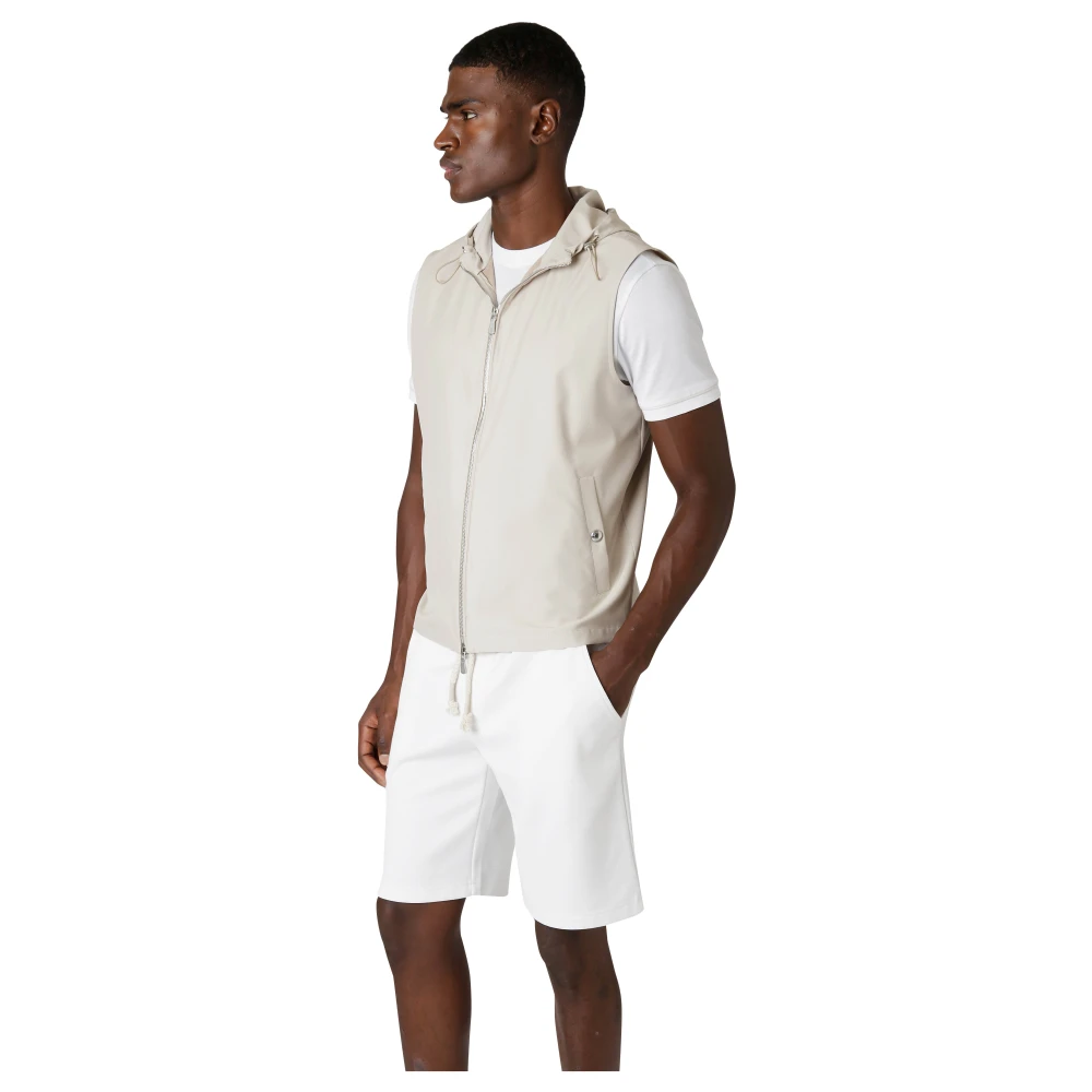 Eleventy Zijden Hoodie met Rits Beige Heren
