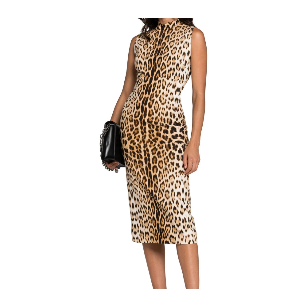 Roberto Cavalli Luipaardprint Mouwloze Jurk Italië Brown Dames