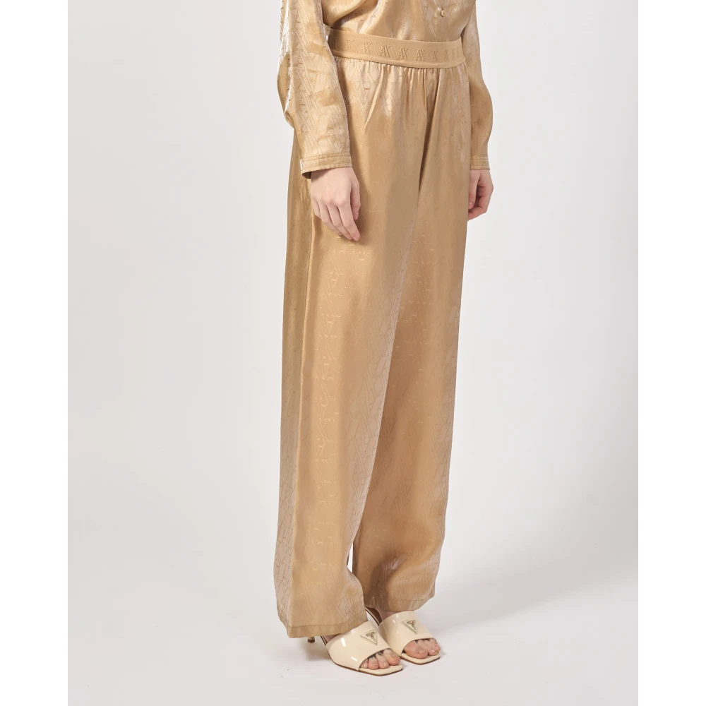 Armani Exchange Bruine Logo Print Elastische Broek Brown Dames