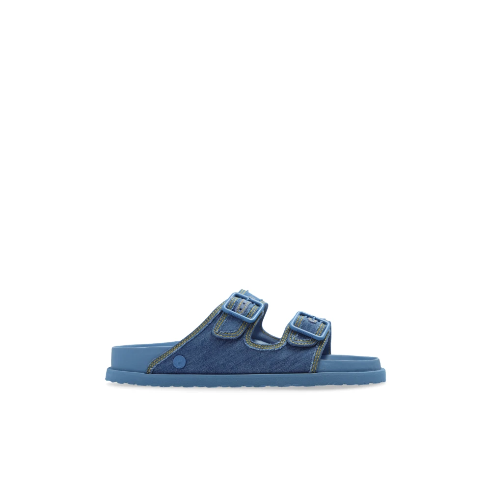 Birkenstock Arizona Sandaler i Stenvättad Denim Blue, Herr