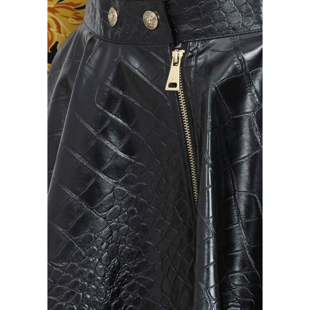 Versace Jeans Couture Zwarte Krokodil-Effect Wikkelrok Black Dames