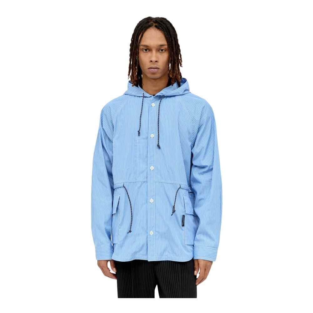 Comme des Garçons Gestreepte Katoenen Hoodie Jas Blue Heren