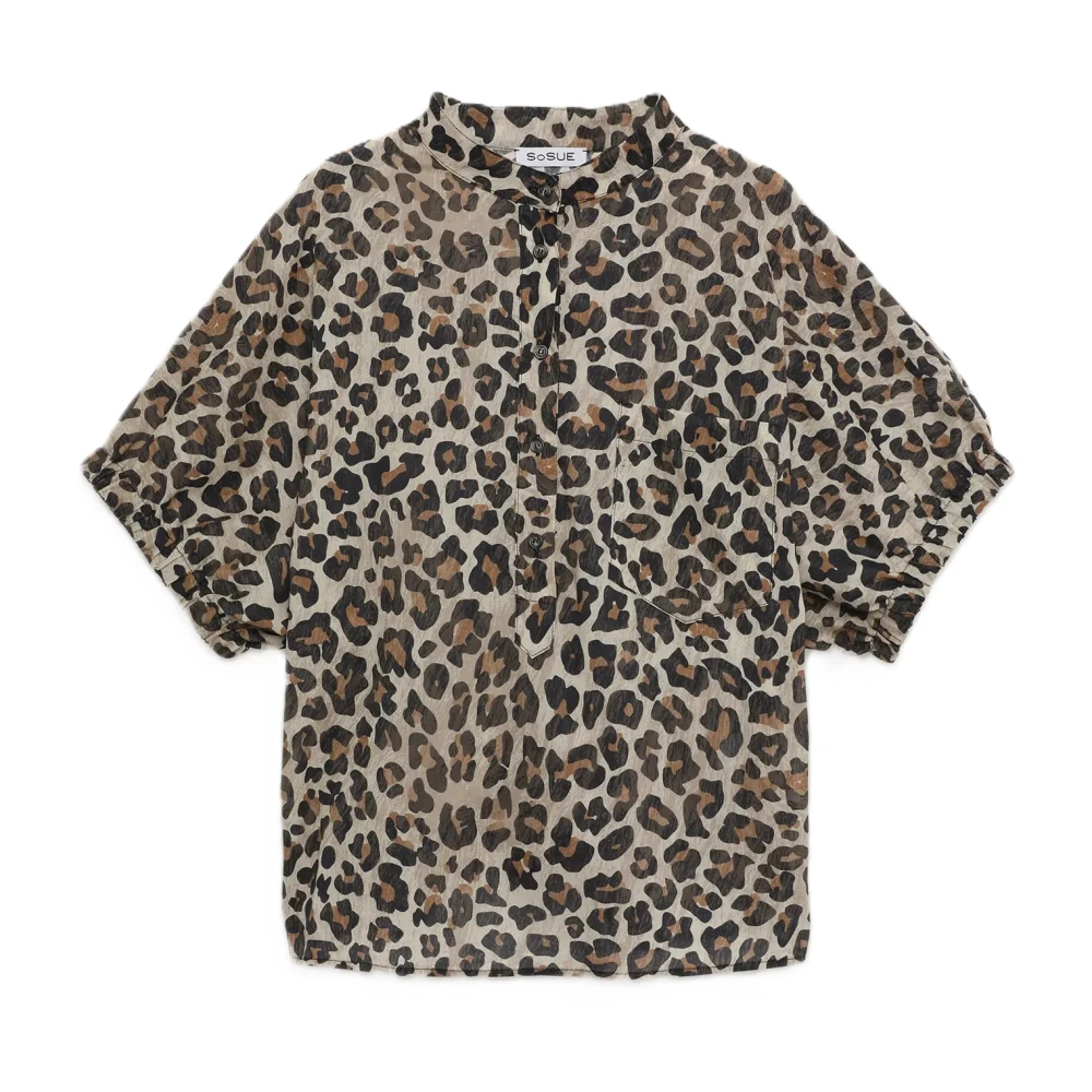 SoSUE Luipaardprint Zomerblouse Brown Dames