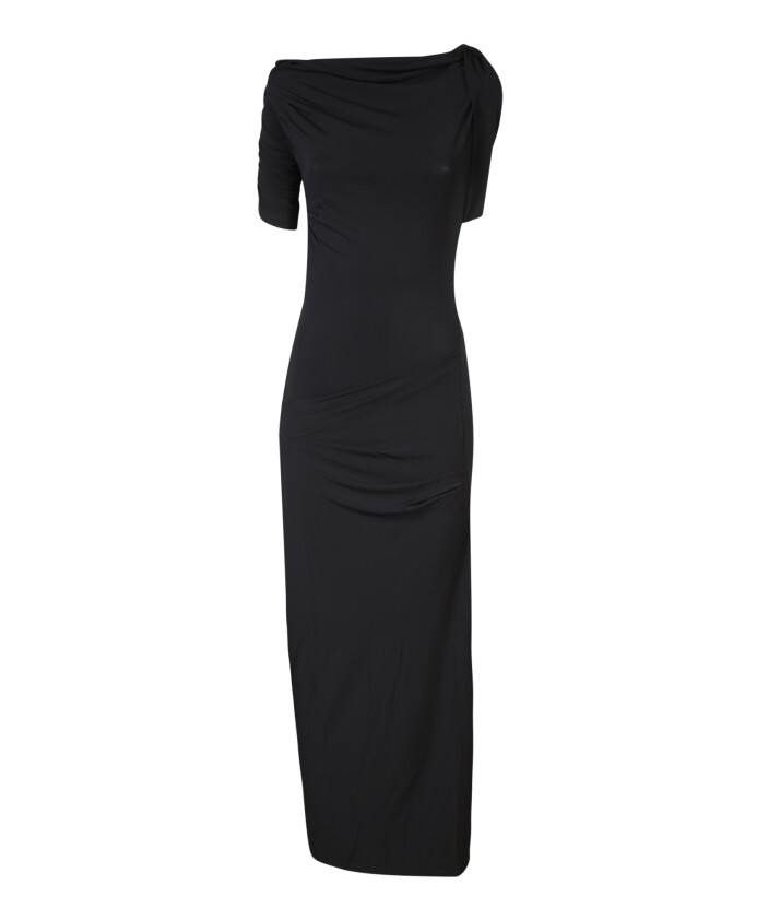 robe-midi-noire-a-encolure-asymetrique