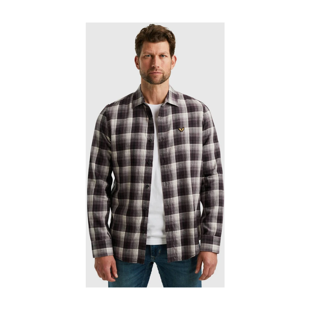PME Legend Twill Yarndyed Overhemd Lange Mouw Brown Heren