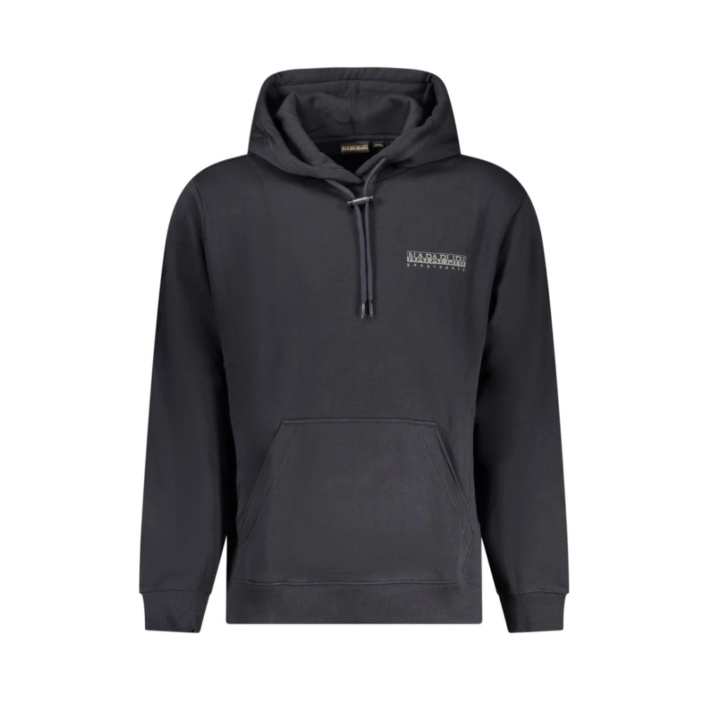 Napapijri Zwarte Katoenen Hoodie met Print Logo Black Heren