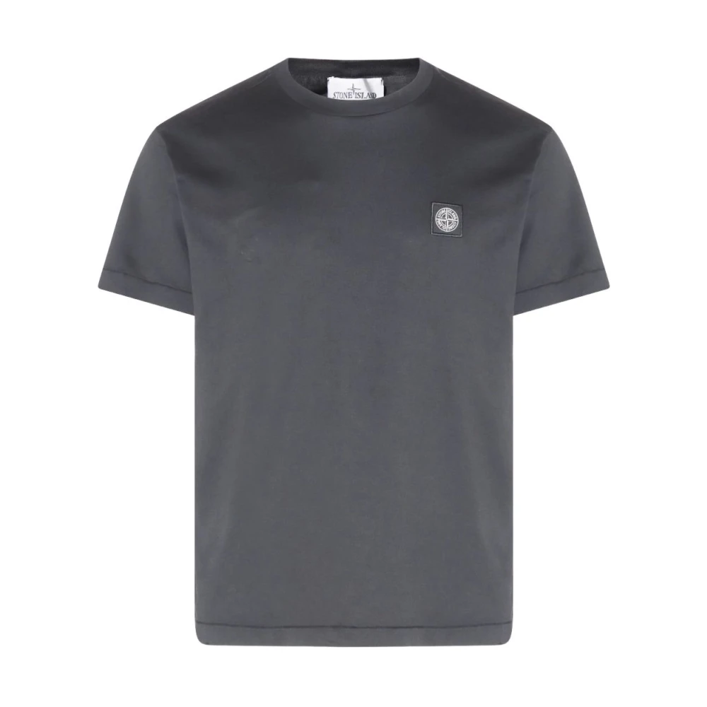 Stone Island Gray Cotton T-Shirt With Crew Neck And Logo Patch - Male - T-Shirts - 2XL - Tops