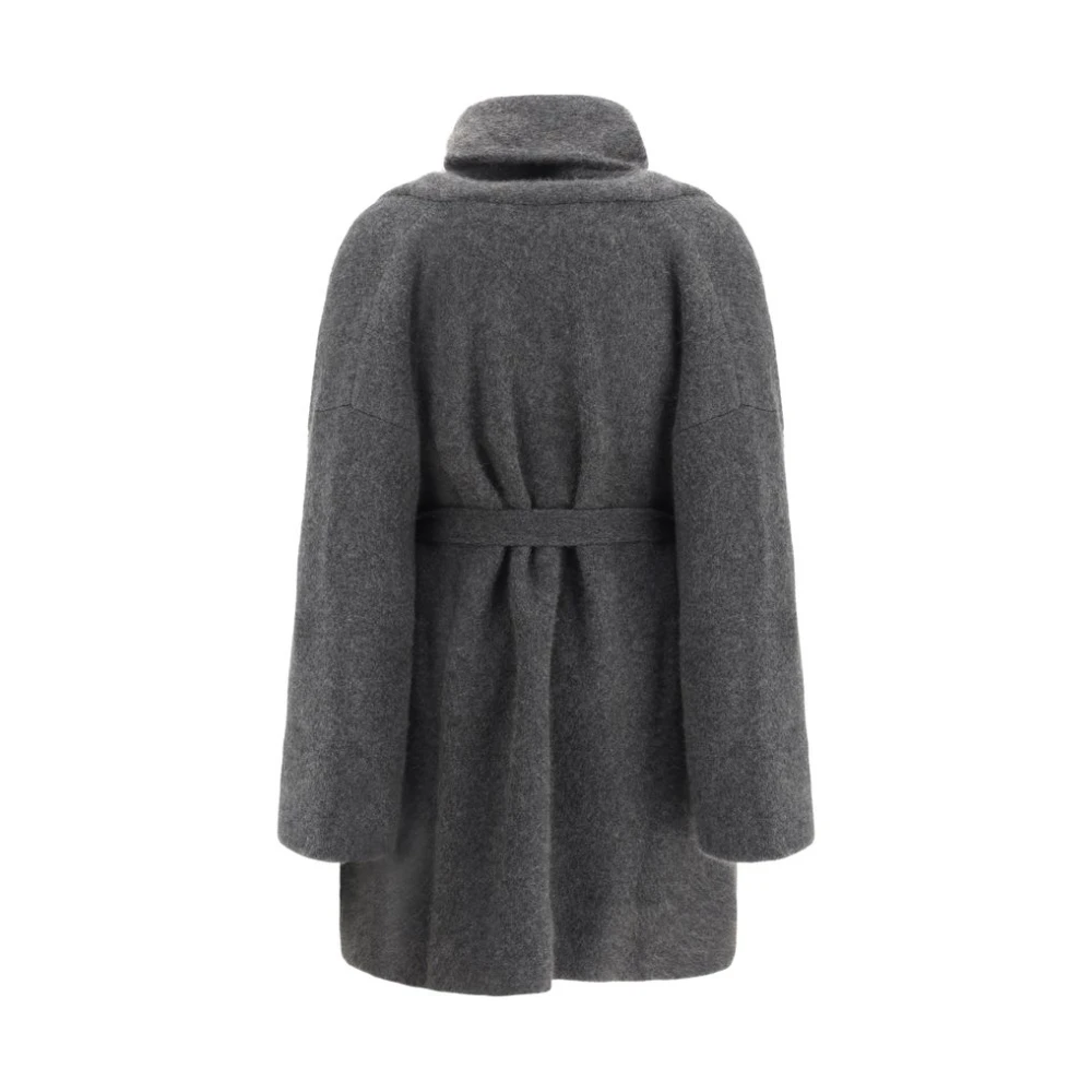 The Row Elegante mantel met ceintuur en sjaalkraag Gray Dames