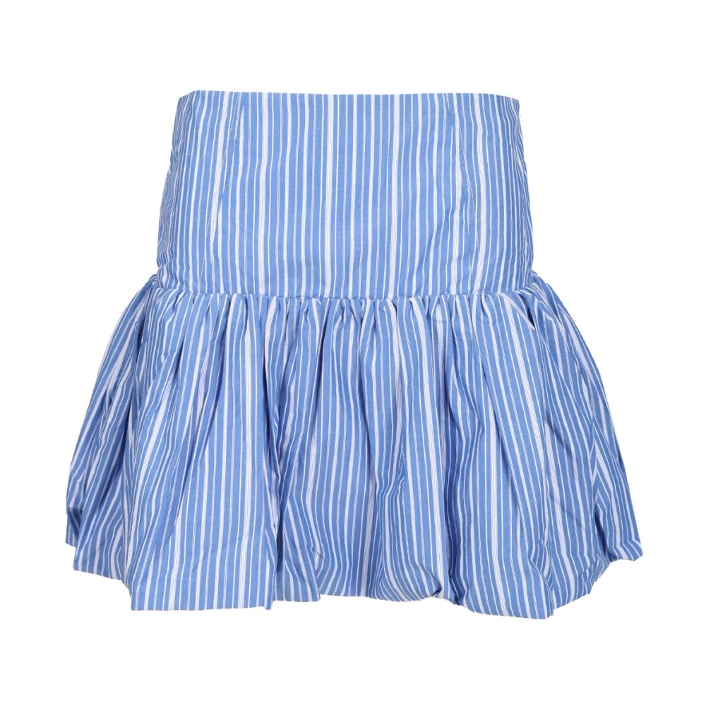 Ganni Striped Cotton Skirt - Female - Short Skirts - Blue - S - Skirts