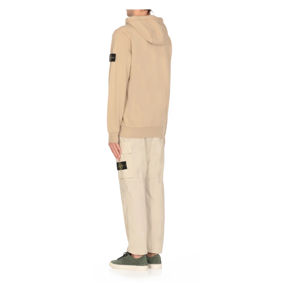 Stone Island Beige Katoenen Hoodie met Rits Beige Heren