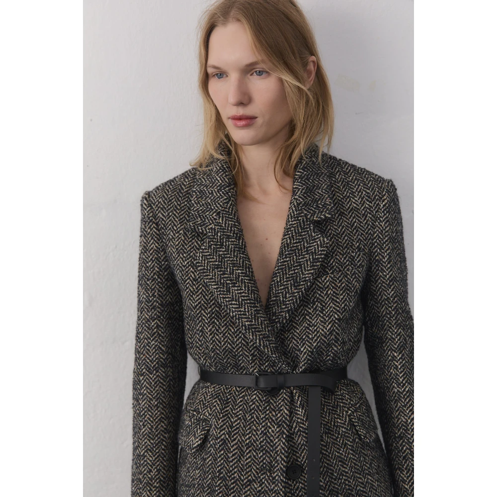 The New Society Op Maat Kraag Wollen Blazer Gray Dames