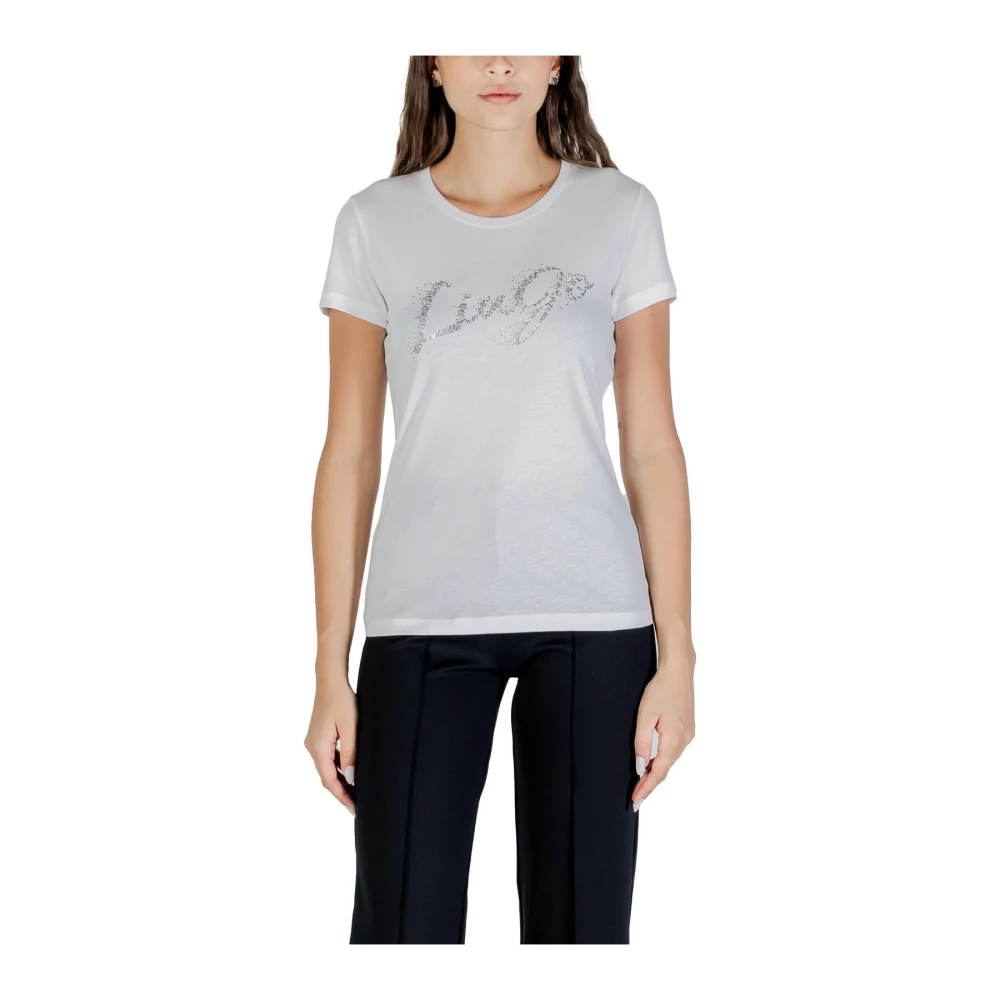 Liu Jo Vrouw Wit Tops Dames, Xs, Katoen, Bedrukt Katoenen T-Shirt Met Korte Mouwen