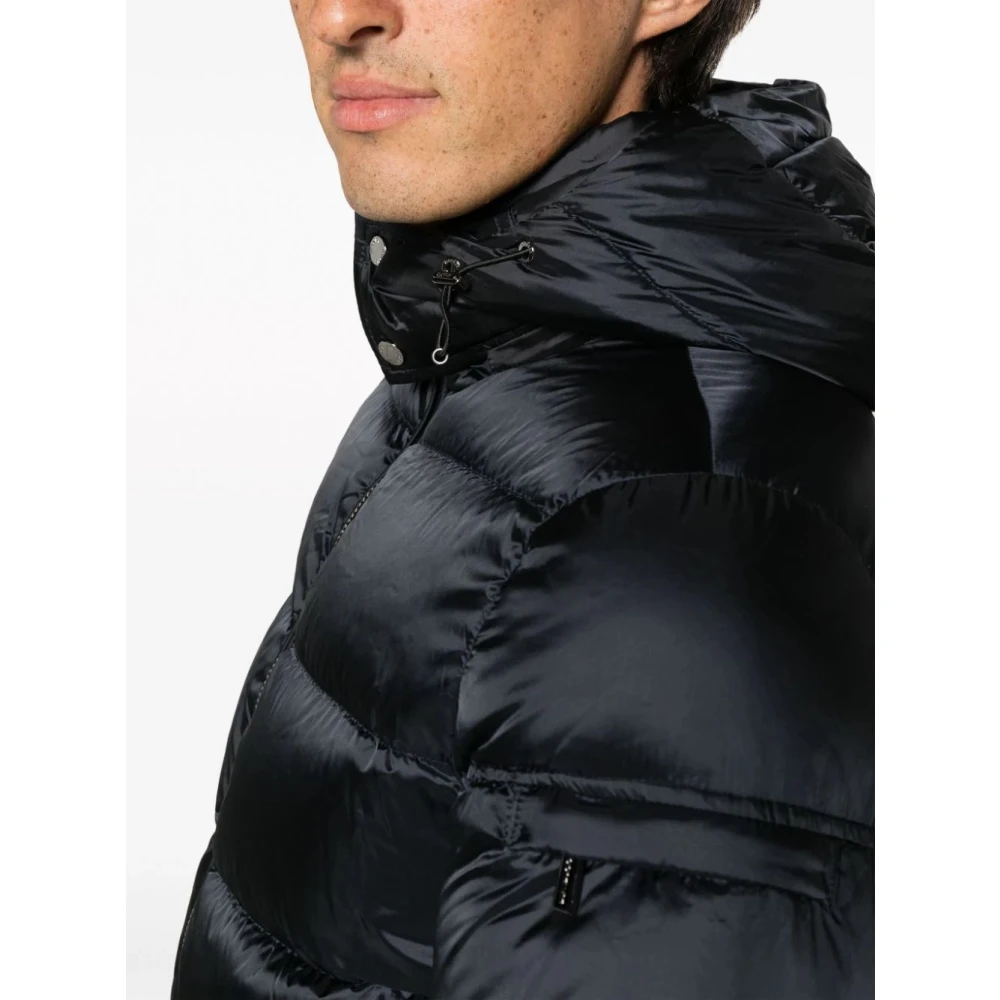Moorer Blauwe Pufferjas met Afneembare Capuchon Blue Heren