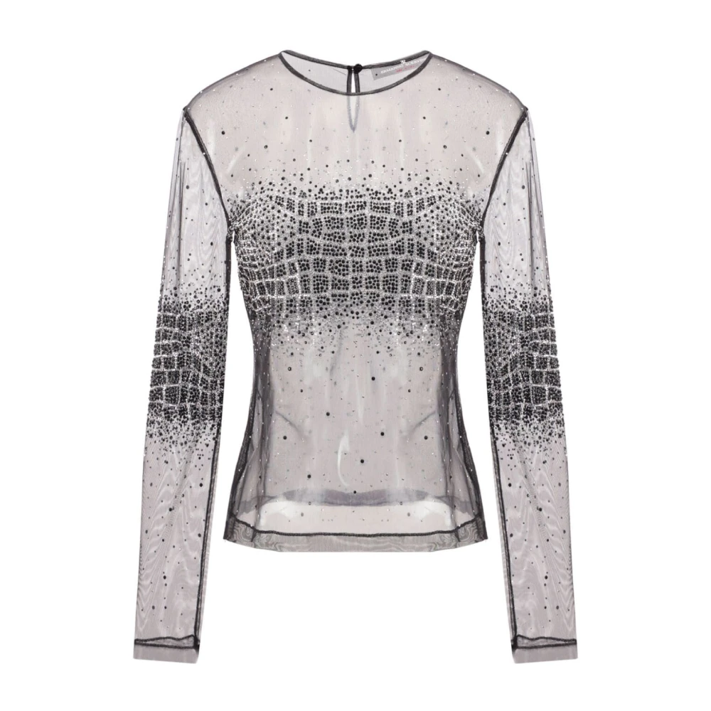 Ermanno Scervino Zwarte Mesh Top voor Vrouwen Gray Dames
