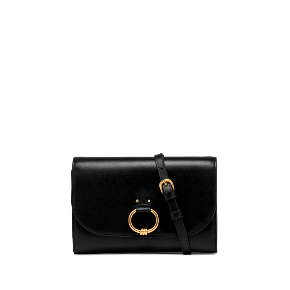 Stilig skinn crossbody veske med ring