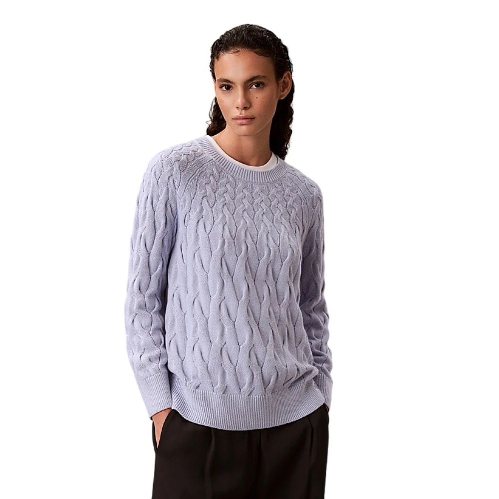 Calvin Klein Women's Blue Round-Neck Knitwear, 2XS, Round-Neck Knitwear