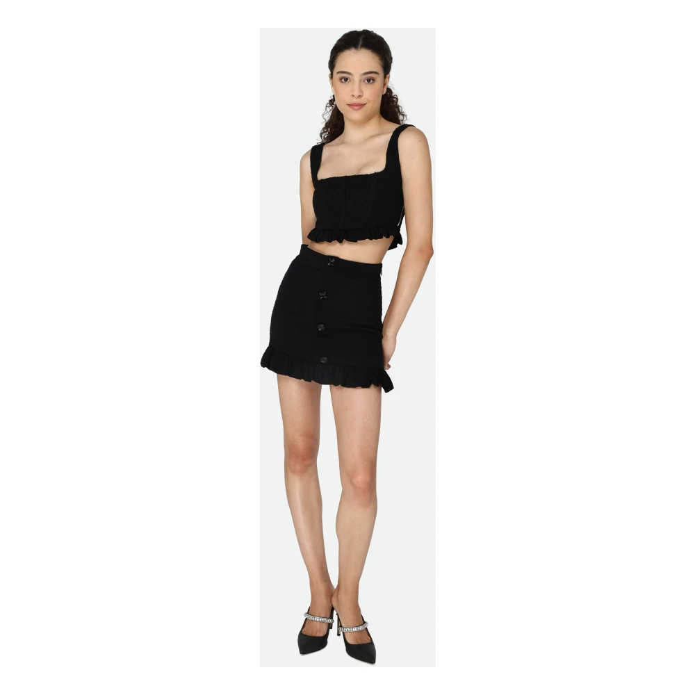 pinko Zwarte Minirok met Voorknoppen Black Dames
