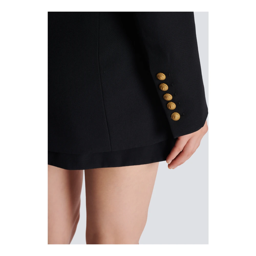 Balmain 2-knoops Jas met Getailleerde Taille Black Dames