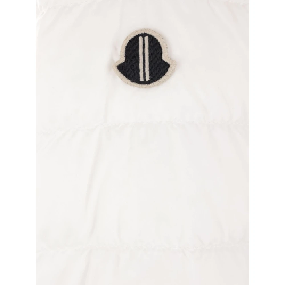 Moncler Witte Nylon V-hals Jas met Afneembare Capuchon White Heren