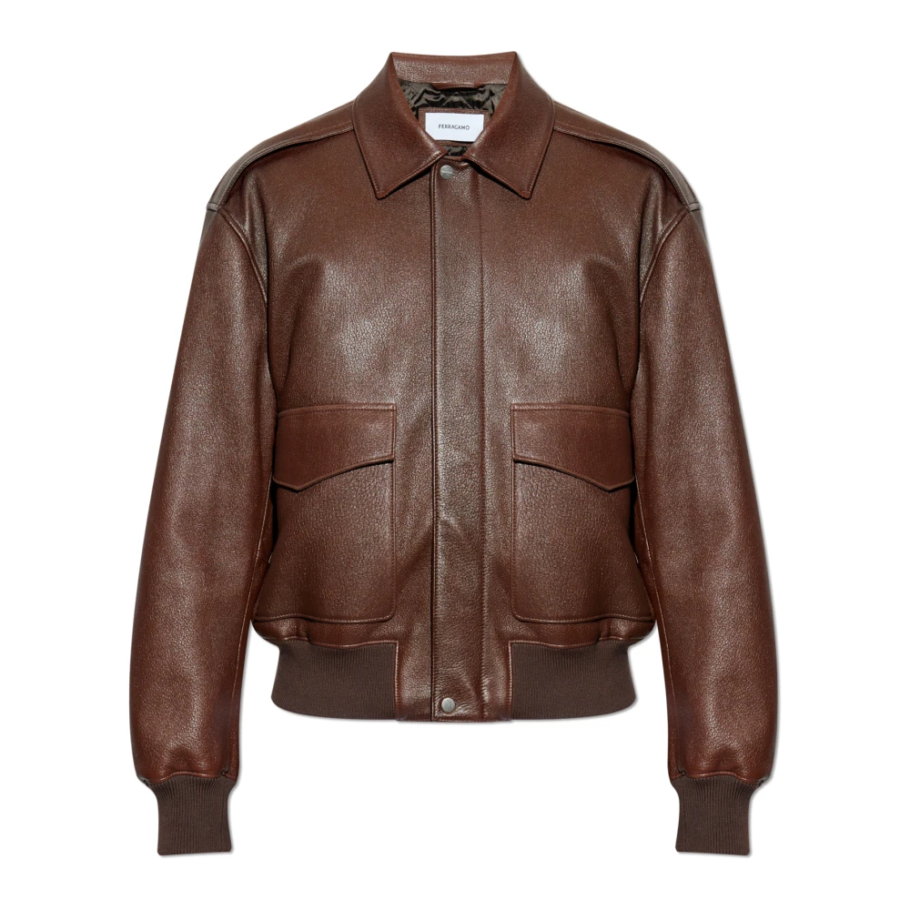 Salvatore Ferragamo Leren jas Brown Heren